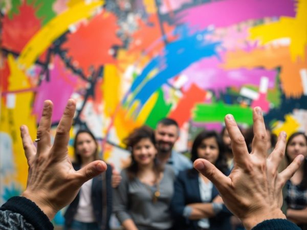 Performanță artistică, public observând, reacții diverse